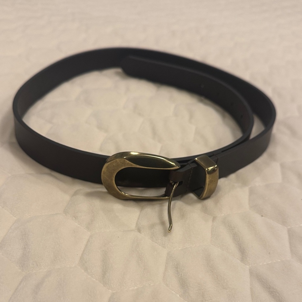 Dark brown Lucky Brand  Belt with Gold Buckle-size medium. Never worn. 41”